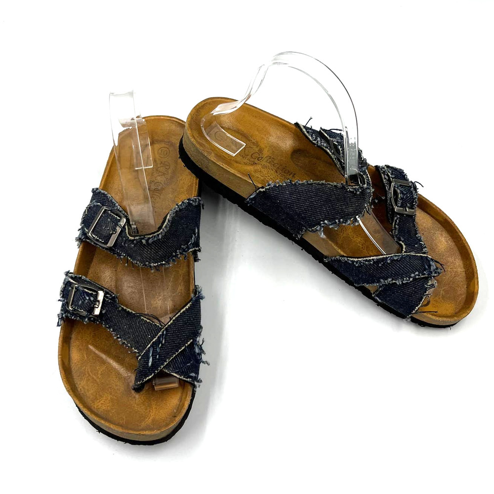 RK Collection Between Toe Sandals Slides Arizona Jesus Denim Buckle Women 11